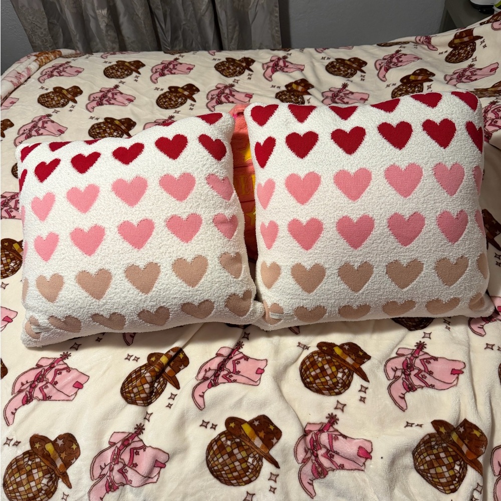 Magaschoni Home Heart Pattern Pillow Set of 2 - Red, Pink, Blush - 20 x 20
